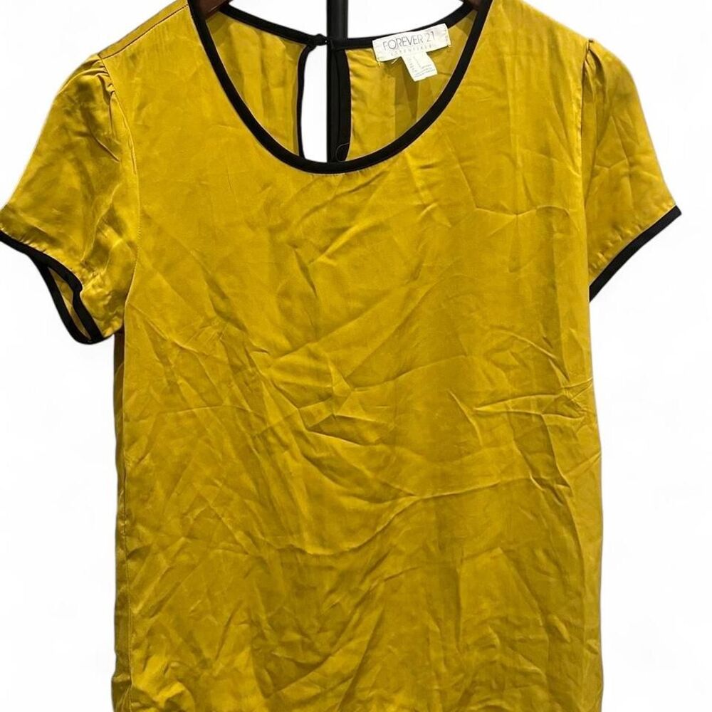 Forever-21 Women's Yellow and Green Blouse